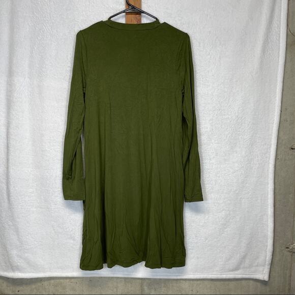 J. Crew Olive Green Long Sleeve Crewneck Dress with Pockets Size M - Picture 4 of 9